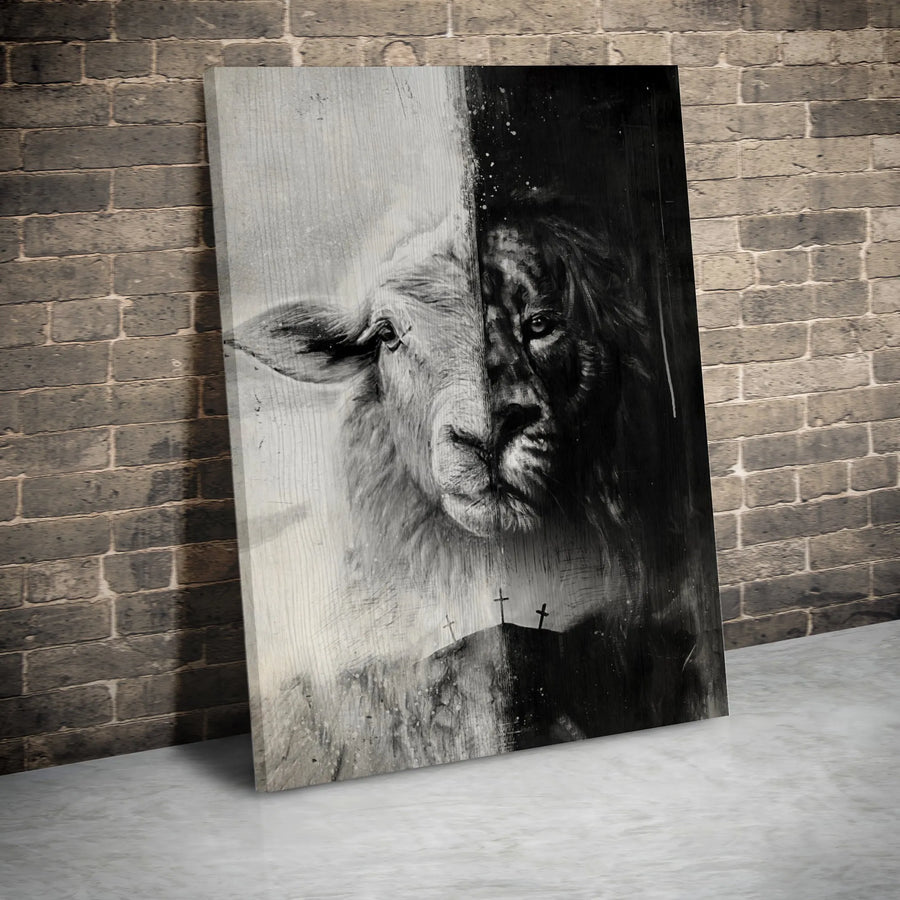 Lion and Lamb Wall Art | Christian Canvas Print | 1.25 Inch Gallery Wrap | Religious Home Decor Gift for Faithful Believers