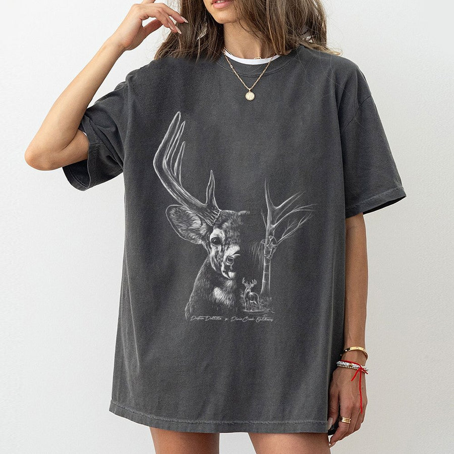 Buck Deer Hunting T-Shirt | Artistic Monochrome Wildlife Graphic | 100% Premium Cotton Tee | Gift for Outdoorsmen and Hunters