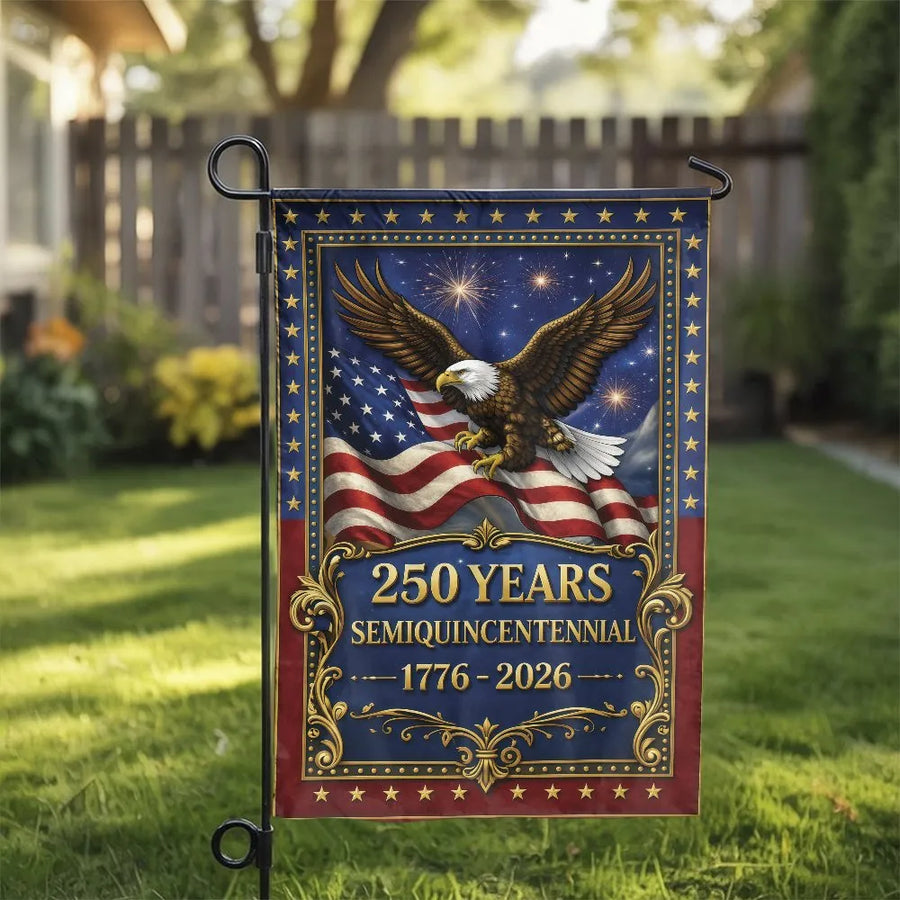 America 250th Semiquincentennial Garden Flag | 1776-2026 Commemorative Eagle Design | Double Sided Polyester | Collector's Patriotic Yard Decor
