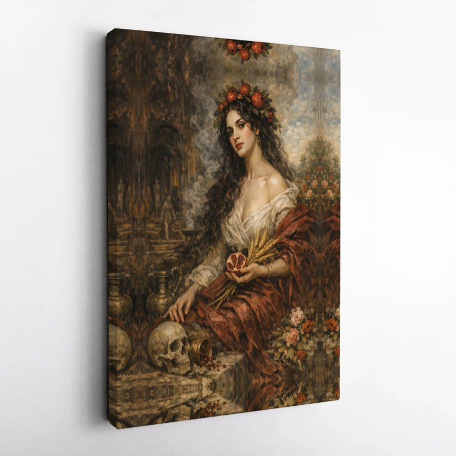 Persephone Canvas Wall Art | Greek Goddess of Underworld Print | Premium Gallery Wrapped Canvas | Dark Academia Collector's Home Decor