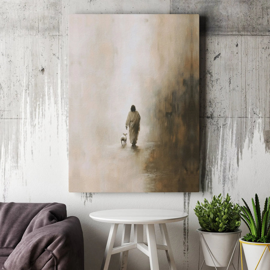 Jesus The Good Shepherd Canvas Art | Minimalist Religious Wall Decor | Fade-Resistant Premium Print | Spiritual Home & Office Gift