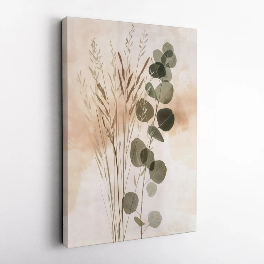 Botanical Eucalyptus Canvas Wall Art | Minimalist Wild Grass Watercolor Print | Premium Thick Gallery Wrap | Modern Farmhouse & Boho Decor Gift