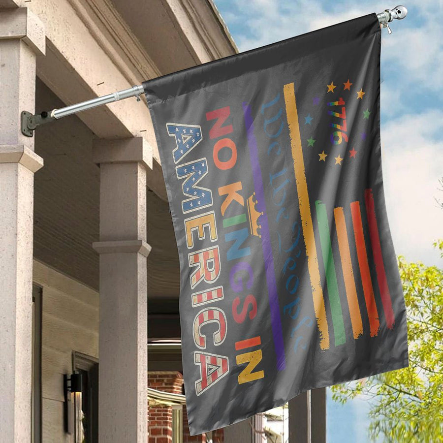 No Kings In America House Flag | 1776 We The People Pride Banner | UV-Resistant Premium Polyester | Patriotic LGBTQ Pride Decor Gift