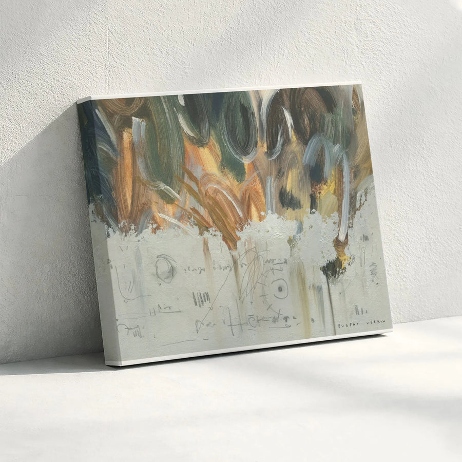 Abstract Canvas Wall Art | Earthy Tones Brushstroke Painting | Premium 1.25" Thick Canvas | Modern Office & Living Room Decor Gift