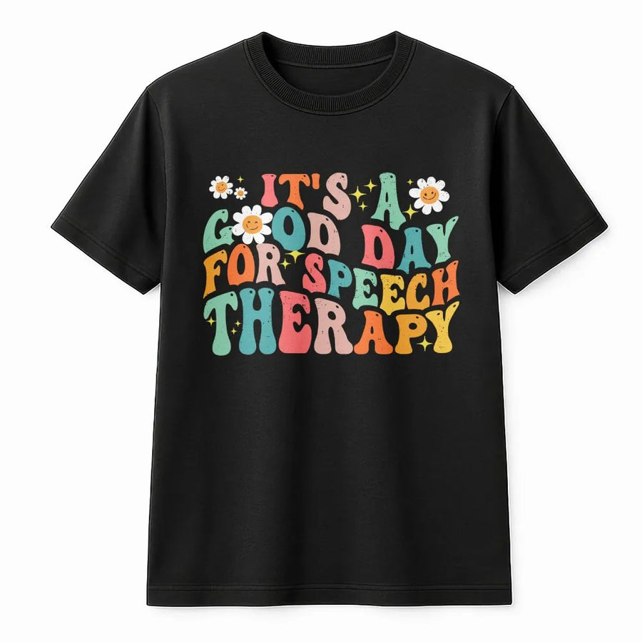 It's A Good Day For Speech Therapy T-Shirt | Retro Groovy SLP Design | Premium 100% Cotton | Speech Language Pathologist Graduation Gift