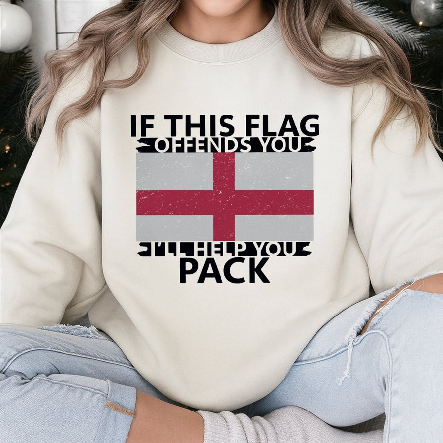 England Flag Sweatshirt | St George Cross Patriotic Quote | Premium Cotton Blend Crewneck | British Pride Apparel for Men and Women