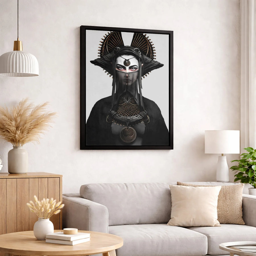 Gothic Fantasy Wall Art | Mysterious Veiled Woman Portrait | Premium Gallery Canvas | Dark Academia Home Decor Gift