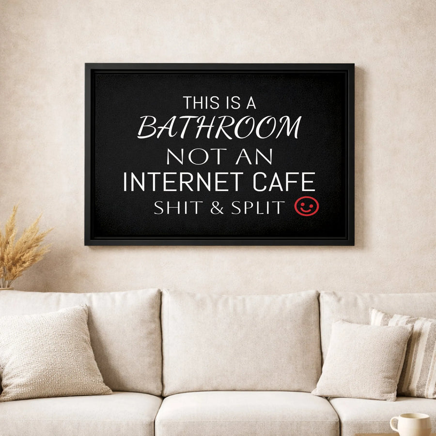 Bathroom Wall Art | Shit And Split Sign | Premium Gallery Wrap Canvas | Funny Home Decor Gift For Restroom Guest Bath