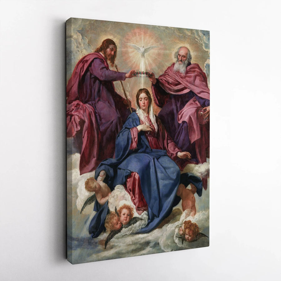 Coronation of the Virgin Canvas Print | Velázquez Religious Painting Reproduction | Thick Gallery Wrap Canvas | Christian Home Decor Gift