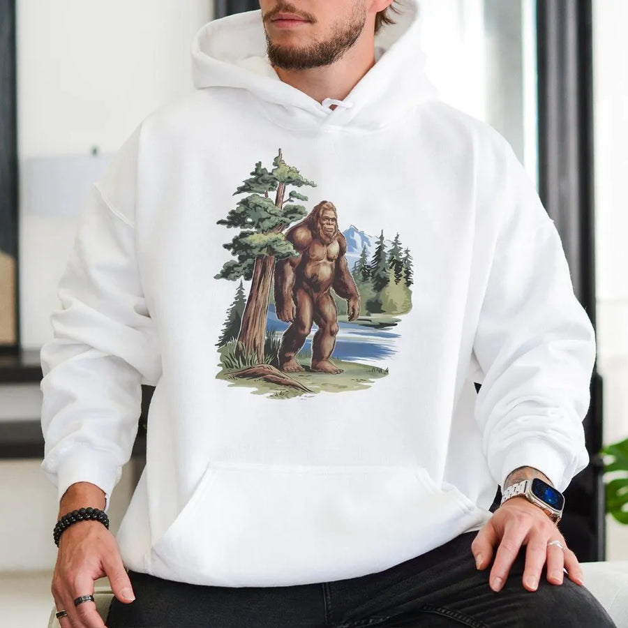 Bigfoot Graphic Hoodie | Vintage Sasquatch Wilderness Design | Premium Cotton-Blend Pullover | Nature Lover Gift for Men and Women