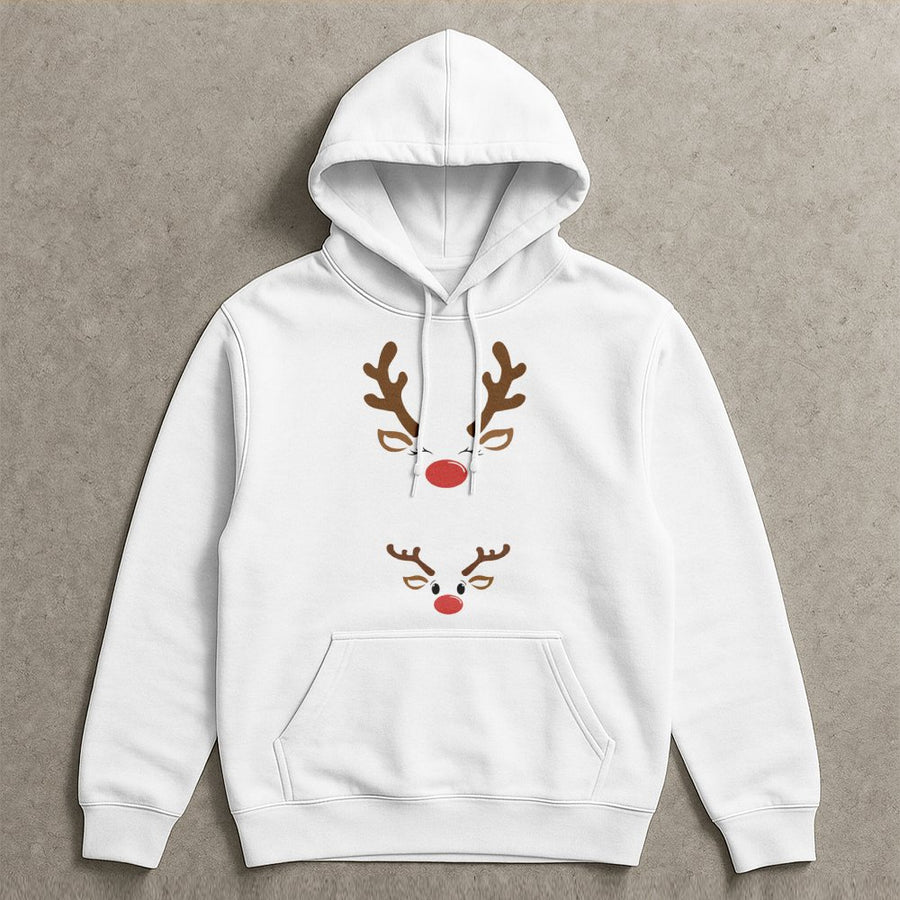 Reindeer Pregnancy Announcement Hoodie | Cute Matching Mom and Baby Design | Premium Cotton-Poly Blend | Christmas Maternity Gift for Expecting Mom