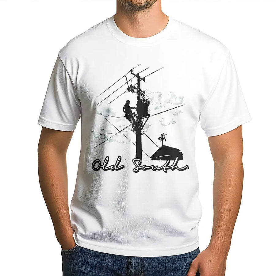Lineman Graphic T-Shirt | Southern Power Utility Worker Design | Premium Soft Cotton Tee | Perfect Gift for Electrician or Powerline Tech