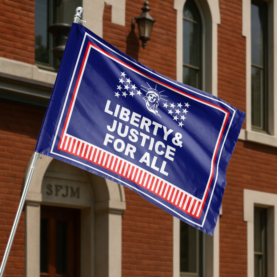 Liberty & Justice For All Flag | Patriotic Garden Banner | UV-Resistant 100% Polyester | Americana Yard Decor Gift