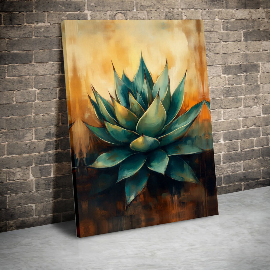 Agave Plant Canvas Art | Abstract Succulent Botanical Print | Gallery Quality 1.25 Inch Wrap | Modern Southwest Home Decor Wall Gift