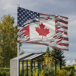 USA and Canada Flag | Torn Design Heritage Pride Garden Flag | Weather-Resistant Polyester | North American Friendship Decor Gift
