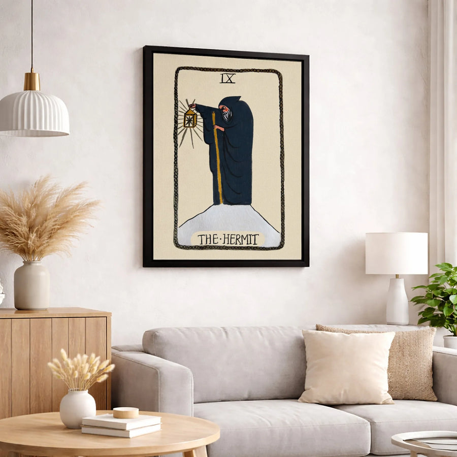 The Hermit Tarot Card Wall Art | Mystical Major Arcana Print | Premium Gallery Wrapped Canvas | Spiritual Home Decor Gift