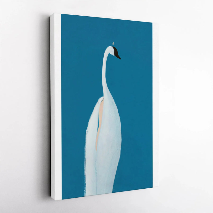 Elegant Swan Vertical Canvas | Modern Minimalist Bird Art Print | Premium 1.25" Thick Gallery Wrap | Contemporary Home Decor Gift for Bird Lovers