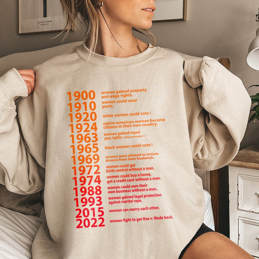 Feminist Rights Timeline Sweatshirt | Women's History Milestones Print | Premium Cotton Blend Crewneck | Empowering Activist Gift for Her