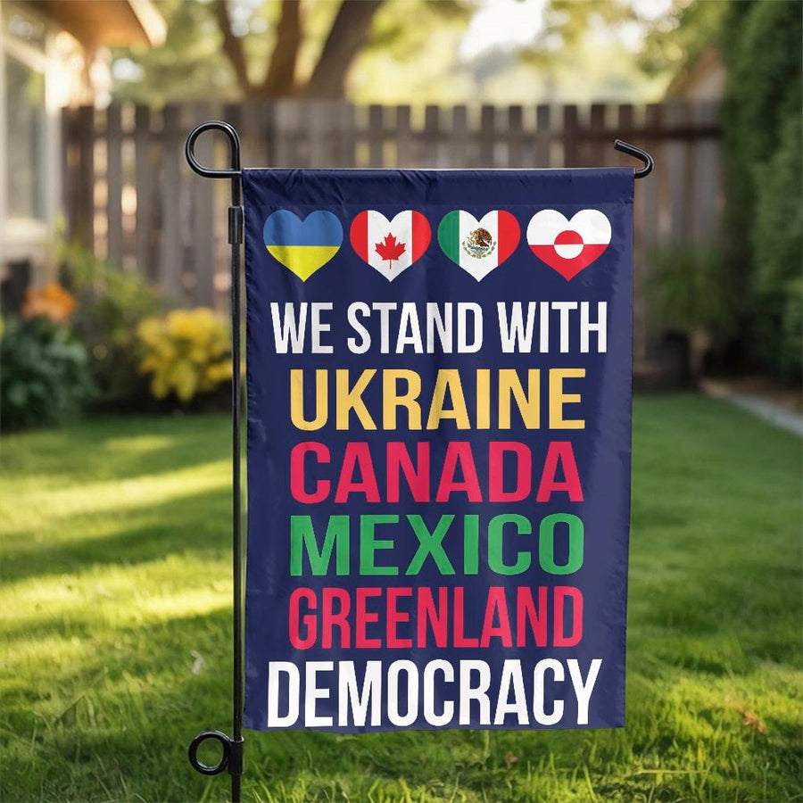 We Stand With Ukraine Garden Flag | Democracy Global Solidarity Banner | Premium Weather-Resistant Polyester | Outdoor Protest Gift for Activists