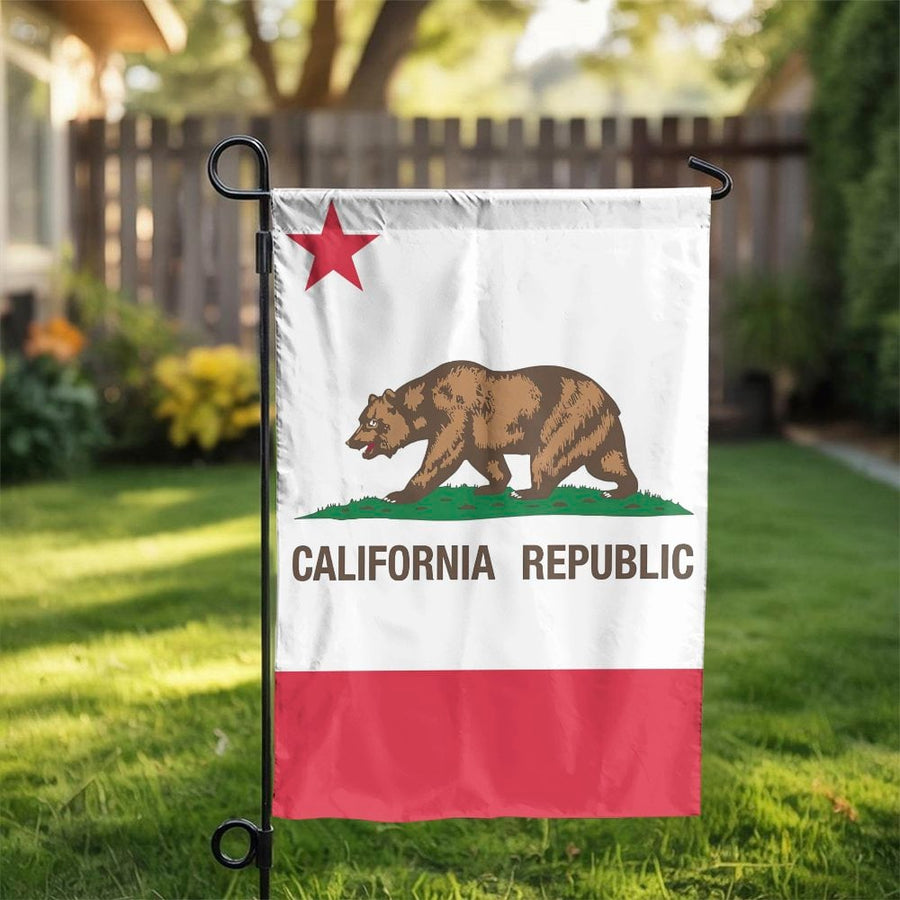 California Republic Garden Flag | State Bear Design | Premium Weather-Resistant Polyester | Outdoor Yard Decor Gift