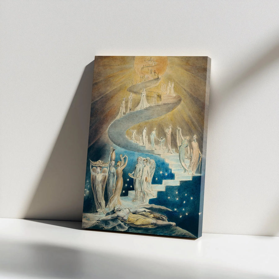 William Blake Jacobs Ladder Canvas Wall Art | Vintage Biblical Art Print | Premium Gallery Wrapped Canvas | Spiritual Home Decor Gift
