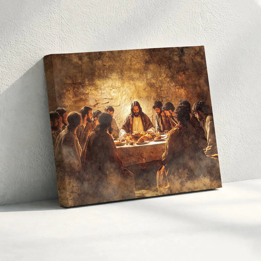 The Last Supper Canvas Wall Art | Jesus and Disciples Biblical Scene | Premium Gallery Canvas | Christian Home Decor Gift