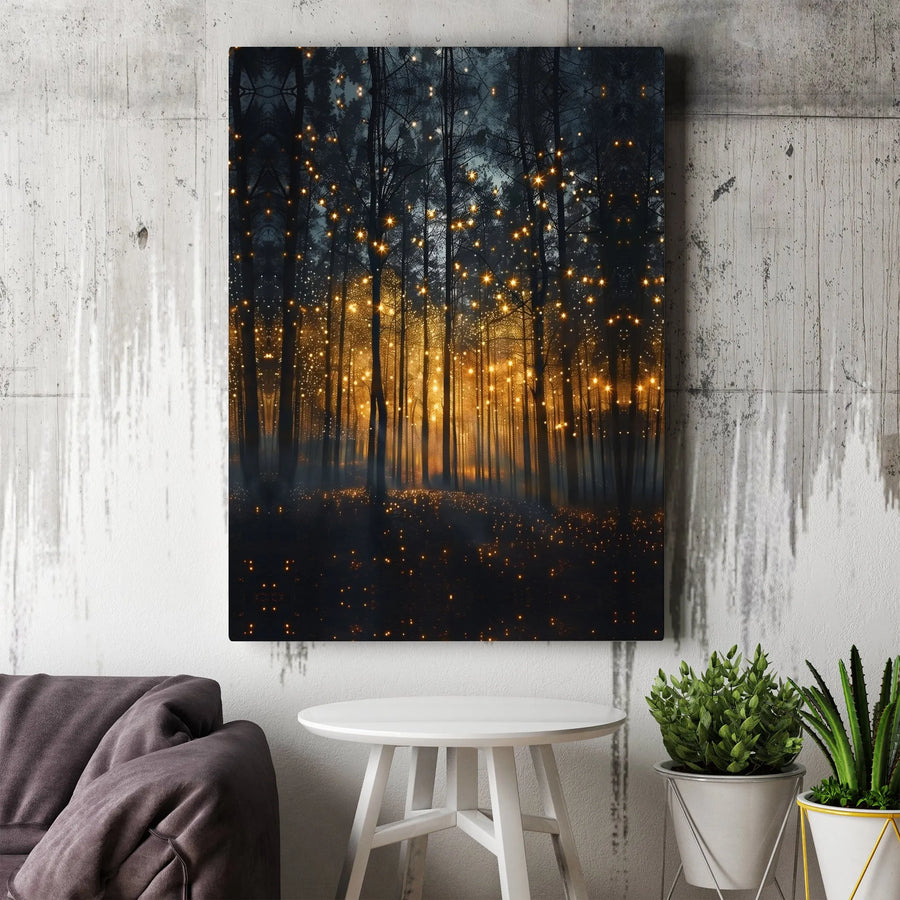 Enchanted Forest Wall Art | Magical Glowing Fairy Lights Canvas Print | Premium 1.25-Inch Gallery Wrap | Whimsical Nature Home Decor Gift