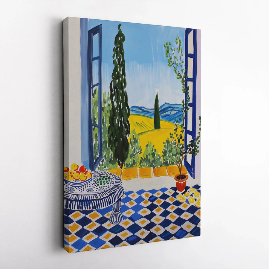 Mediterranean Window Canvas Print | Fauvist Landscape Wall Art | Gallery Quality 1.25-Inch Profile | Vibrant French Home Decor Gift