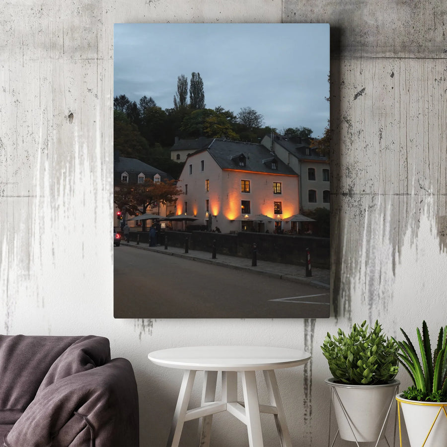 European Village Canvas Print | Charming Old Town Street at Twilight | Premium Gallery Quality Art | Cozy Home Decor Gift for Travelers