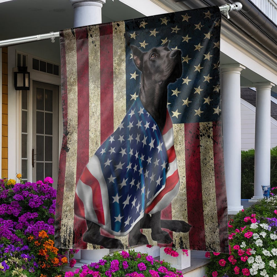 Great Dane Garden Flag | Patriotic American Flag & Dog Print | Weather-Resistant Premium Polyester | Independence Day Outdoor Decor Gift
