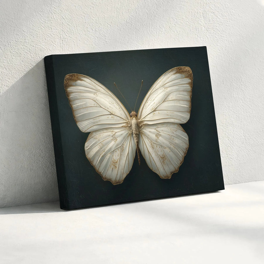 Butterfly Canvas Wall Art | Gold and White Butterfly with 3D Effect | Premium Gallery Quality Print | Modern Home Decor Gift