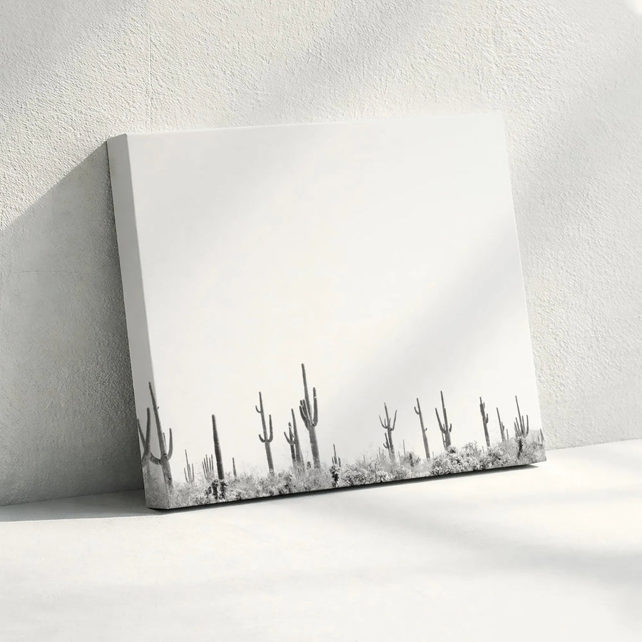 Saguaro Desert Canvas Print | Minimalist Black and White Photography | Premium Gallery Wrap Wall Art | Southwestern Home Decor Gift