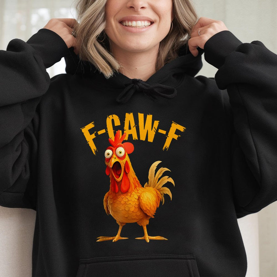 Funny Chicken Hoodie | F-Caw-F Sarcastic Bird Pun Graphic | Premium Cotton Blend | Humorous Gift for Chicken Lovers and Farmers