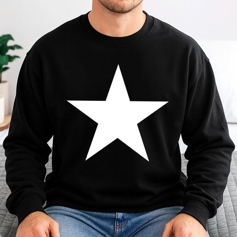 Star Graphic Sweatshirt | Minimalist Big Star Print Design | Premium Soft Cotton Blend | Unisex Casual Pullover Gift For Men And Women