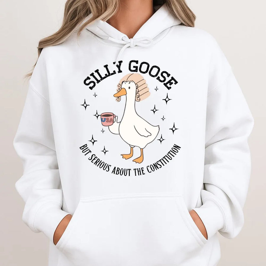 Silly Goose Constitution Hoodie | Funny History Teacher Gift | Premium Cotton Blend | Civics Class Apparel for Students