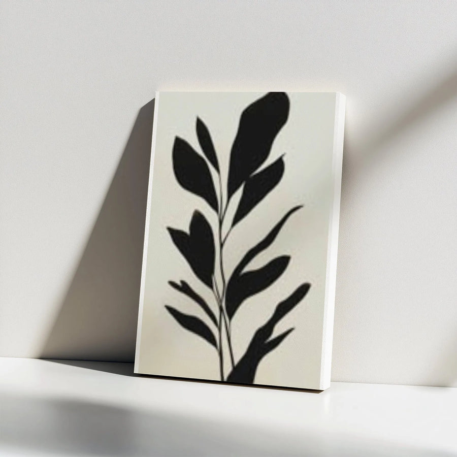 Minimalist Botanical Canvas Art | Black and White Plant Silhouette Print | Premium Gallery Wrapped Canvas | Modern Home Decor Gift