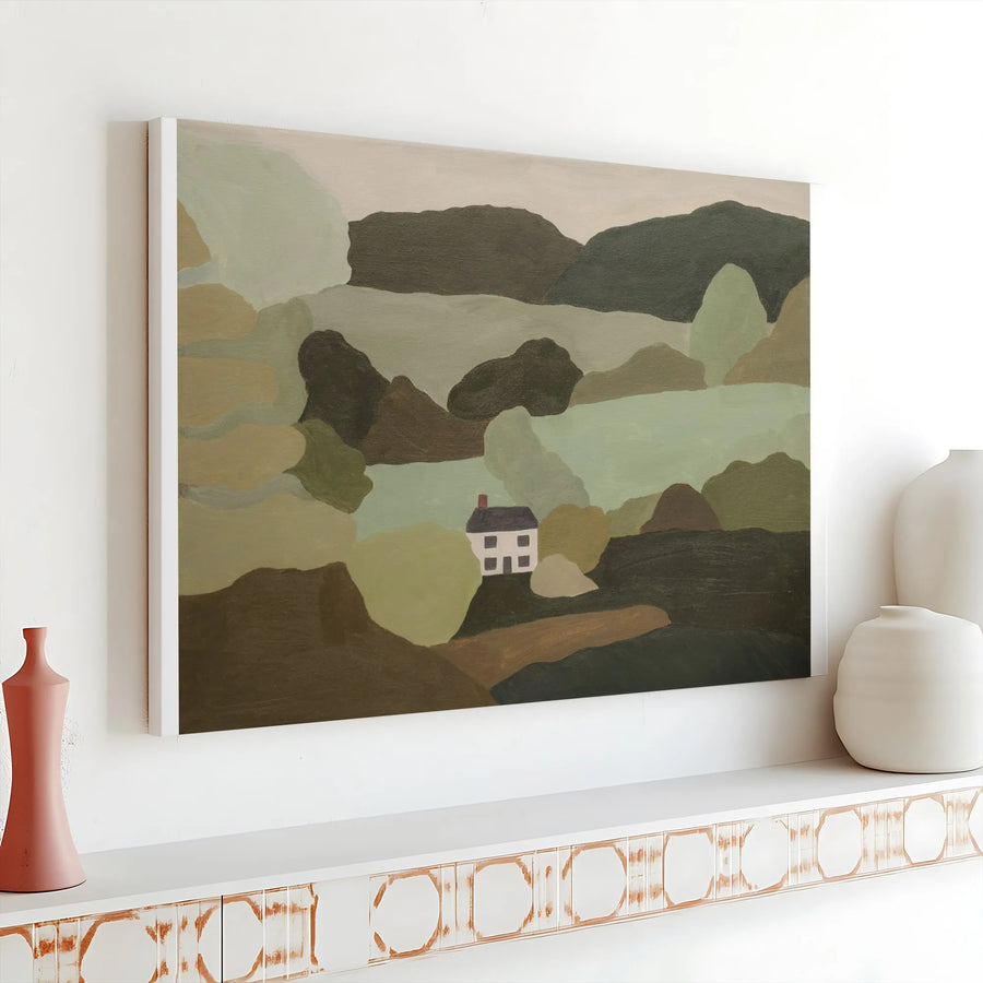 Yorkshire Dales Canvas Print | Abstract English Countryside Painting | Premium Thick Gallery Canvas | Cozy Farmhouse Wall Decor Gift