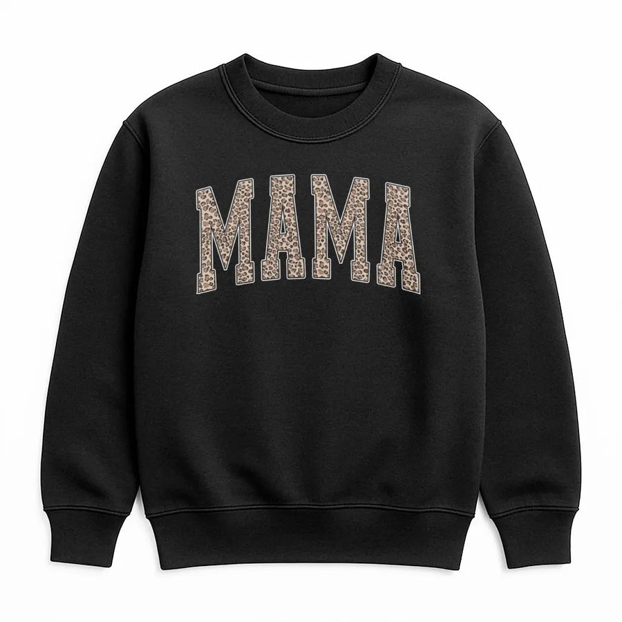 Mama Sweatshirt Leopard Print | Varsity Letter Graphic Design | Premium Cotton Blend | Gift for Mom and New Mothers