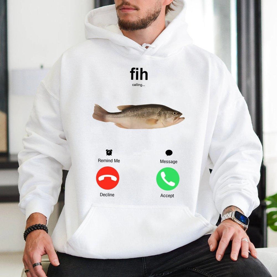 Fih Calling Fish Hoodie | Funny Fishing Meme Graphic | Premium Cotton Blend | Gift For Anglers, Fishermen And Women