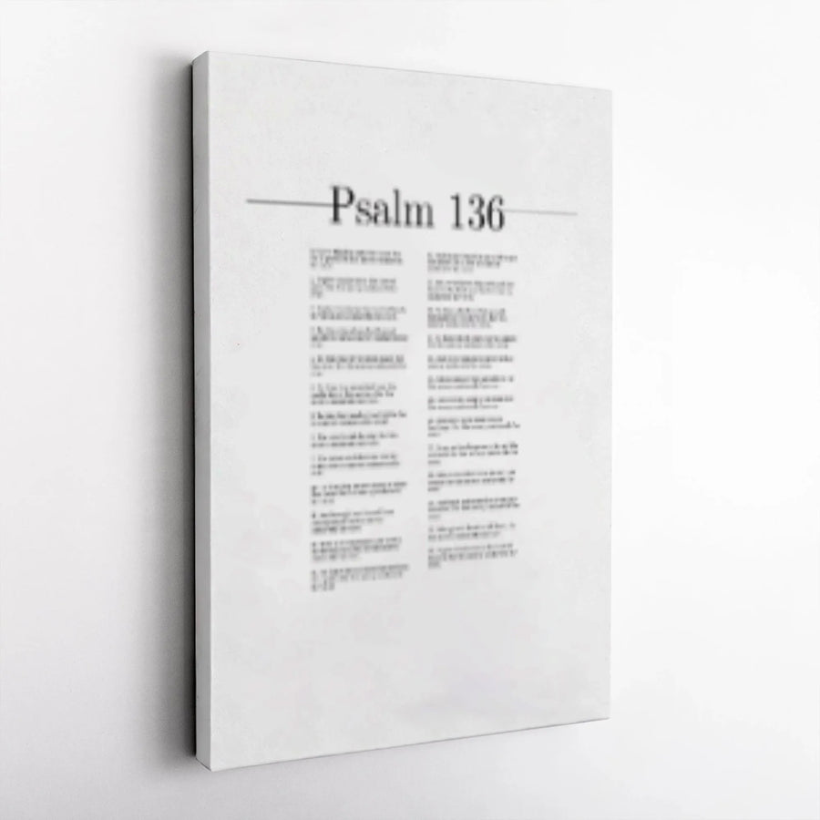 Psalm 136 Bible Verse Canvas Wall Art | Minimalist Scripture Text Print | Premium 1.25" Gallery Wrap | Religious Home Decor Gift for Believers
