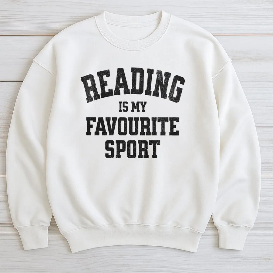 Reading Is My Favourite Sport Sweatshirt | Funny Book Lover Graphic | Premium Cotton Blend | Gift for Readers, Book Club, Librarians, Teachers