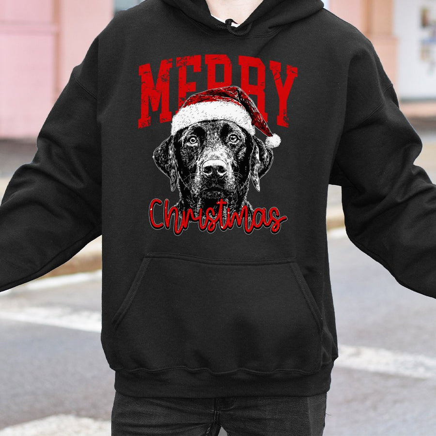 Black Labrador Christmas Hoodie | Santa Hat Dog Graphic | Premium Cotton Blend Sweatshirt | Cute Holiday Gift for Dog Lovers