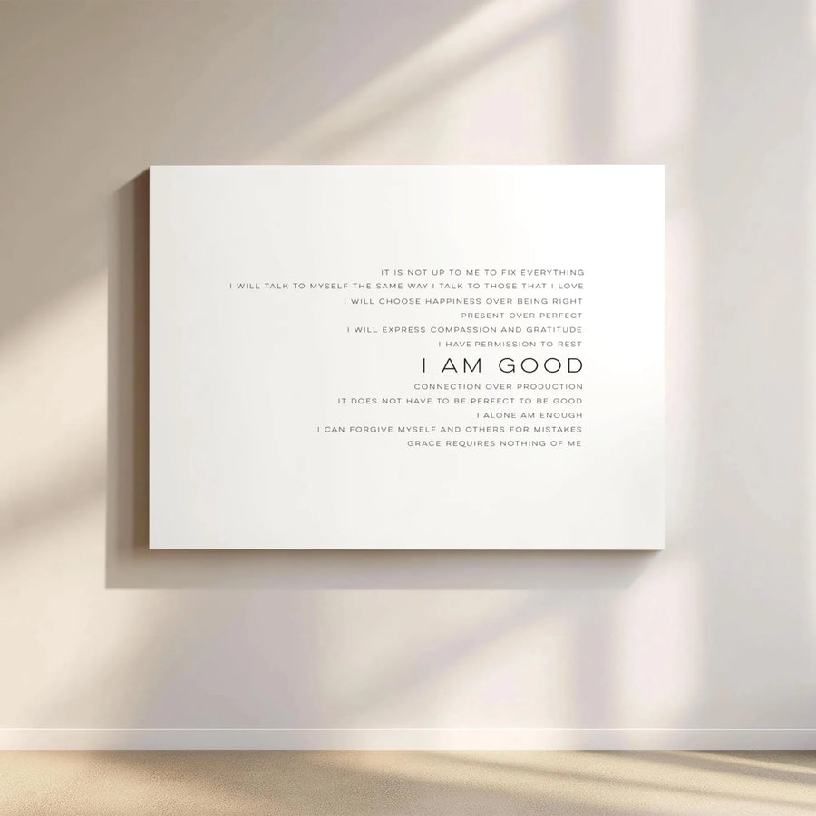 I Am Good Inspirational Wall Art | Motivational Affirmation Canvas Print | Premium Fade-Resistant Decor | Positive Mental Health Gift for Home Office
