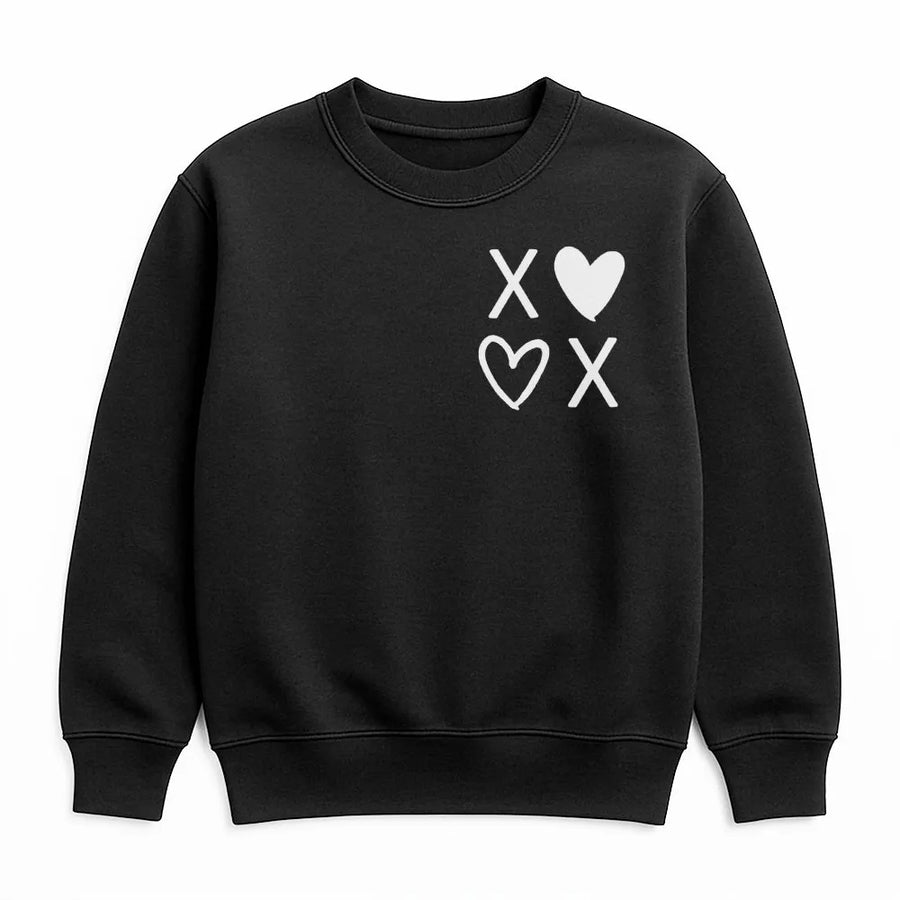XOXO Heart Sweatshirt | Minimalist Valentine Symbol Print | Soft Cotton-Poly Blend | Cute Romantic Gift For Her Or Teacher