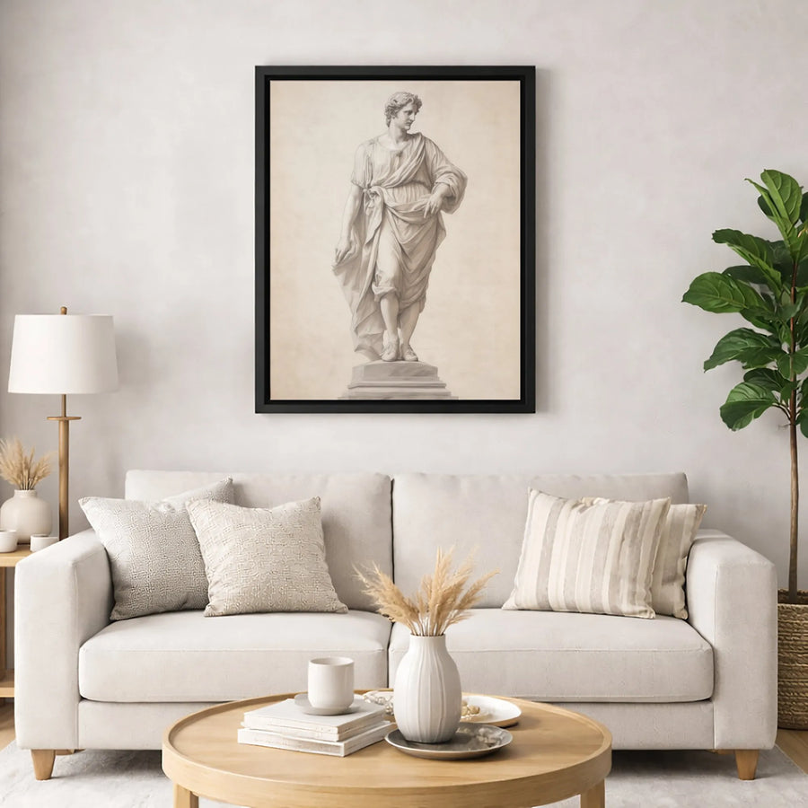 Classical Greek Statue Canvas Print | Vintage Academic Drawing Wall Art | Premium Gallery-Wrapped Decor | Home Office Study Aesthetic Gift