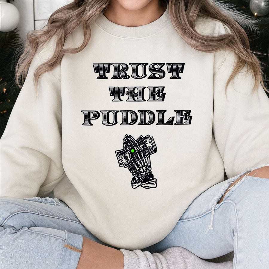 Trust The Puddle Sweatshirt | Car Mechanic Engine Oil Leak Humor | Premium Cotton Blend Crewneck | Gift For Gearhead Dad Husband