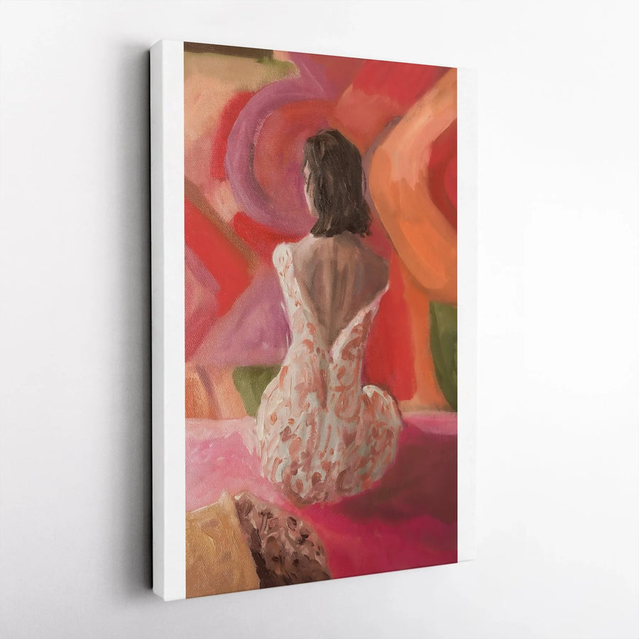 Abstract Woman Vertical Canvas | Colorful Impressionist Figure Painting | Premium 1.25" Thick Gallery Wrap | Collector's Modern Home Decor Art