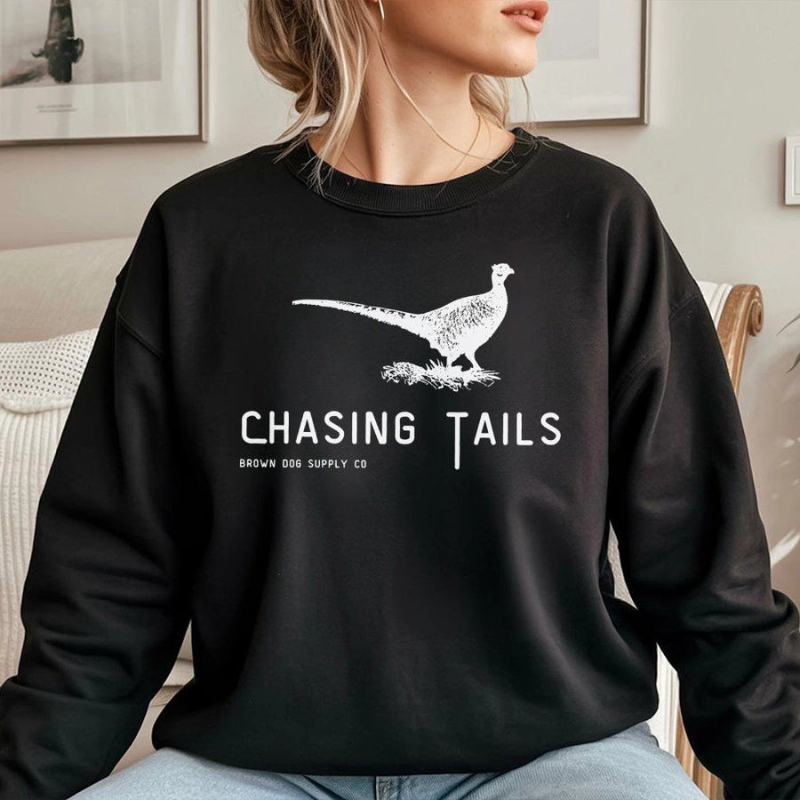 Pheasant Hunting Sweatshirt | Chasing Tails Bird Upland Graphic Print | Premium Cotton Blend | Gift for Bird Hunter and Outdoorsman