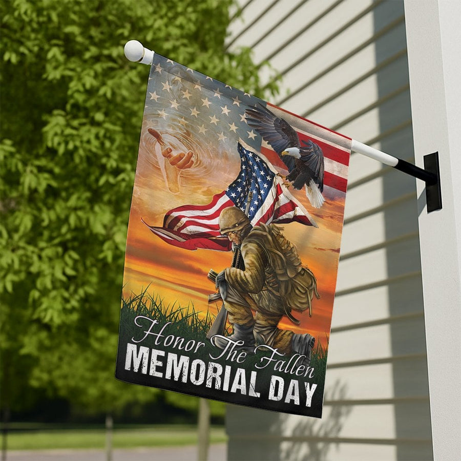 Memorial Day Garden Flag | American Soldier Honor The Fallen Art | Durable Weather-Resistant Polyester | Patriotic Military Gift For Veterans
