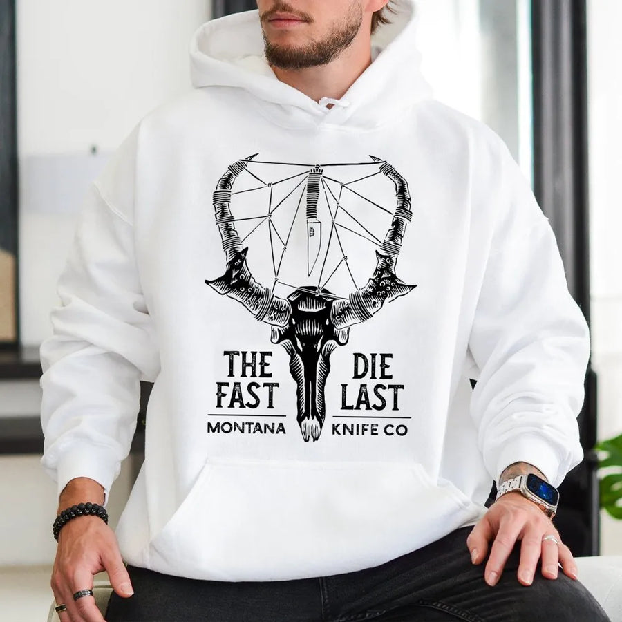 Hunting Skull Hoodie | Deer Antler Knife Graphic | Premium Cotton Blend | Gift for Outdoorsmen and Hunters